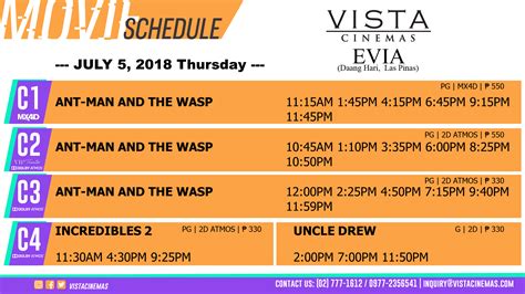 evia movie schedule